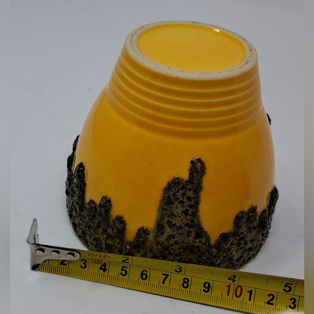 West Germany Fat Lava Flower Pot Vase MCM Mid Century Yellow Pottery Ceramics - Picture 13 of 13